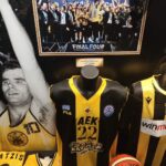 η φανέλα του Δημήτρη Μαυροειδή από τον τελικό του 2018 με την Μονακό για το Basketaball Champions League στο Μουσείο Ιστορίας της ΑΕΚ